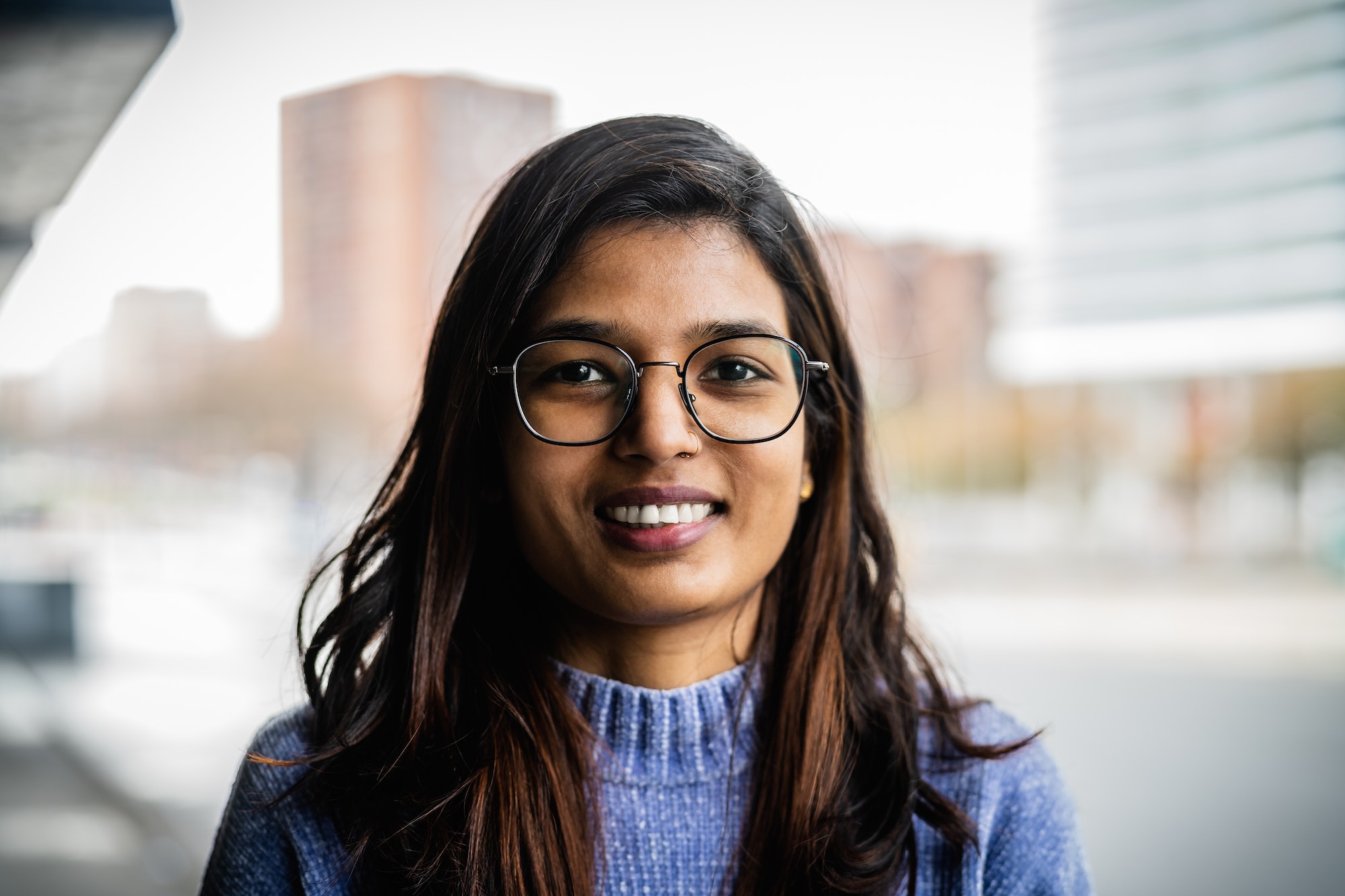 Portrait of Indian girl smiling in camera